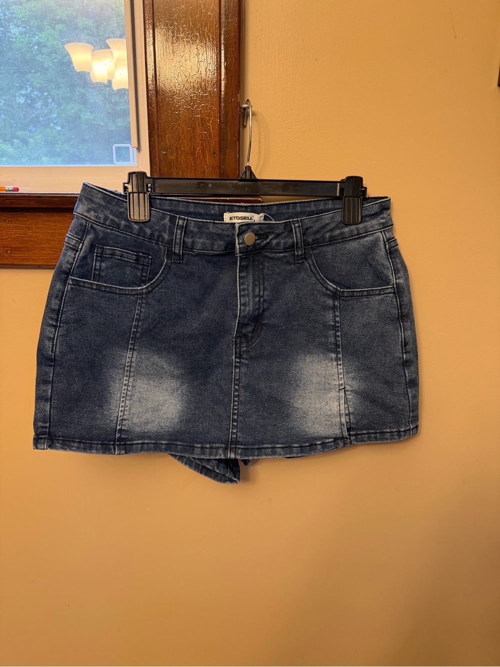 Y2K inspired Denim Mini Skort in Faded Blue